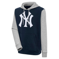 Adult Men's New York Yankees Antigua Victory Pullover baseball Hoodie - Navy/Heather Gray