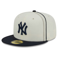 Adult Men's New York Yankees New Era Chrome Sutash 59FIFTY Fitted Hat - Cream/Navy Adult Men's New York Yankees New Era Chrome Sutash 59FIFTY Fitted Hat - Cream/Navy