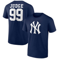 Adult Men's Aaron Judge New York Yankees Baseball Player Icon Name & Number baseball T-shirt - Navy