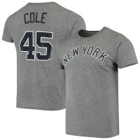 Adult Men's Gerrit Cole New York Yankees Majestic Threads Name & Number Tri-Blend baseball T-shirt - Heathered Gray
