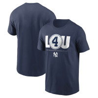 Adult Men's Lou Gehrig New York Yankees Cooperstown Collection Lou Gehrig Day Retired Number baseball T-shirt - Navy