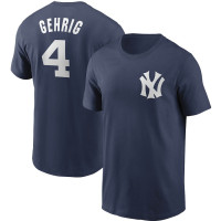 Adult Men's Lou Gehrig New York Yankees Cooperstown Collection Name & Number baseball T-shirt - Navy