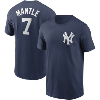 Adult Men's Mickey Mantle New York Yankees Cooperstown Collection Name & Number baseball T-shirt - Navy