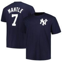 Adult Men's Mickey Mantle New York Yankees Profile Big & Tall Cooperstown Collection Player Name & Number baseball T-shirt - Navy