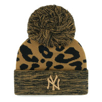 Women's New York Yankees '47 Leopard Rosette Cuffed Knit Hat with Pom