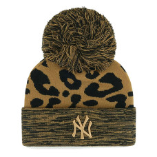 Women's New York Yankees '47 Leopard Rosette Cuffed Knit Hat with Pom Women's New York Yankees '47 Leopard Rosette Cuffed Knit Hat with Pom