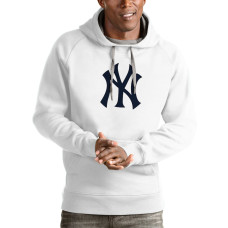 Adult Men's New York Yankees Antigua Victory Pullover Team Logo baseball Hoodie - White
