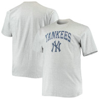 Adult Men's New York Yankees Baseball Big & Tall Secondary baseball T-shirt - Heathered Gray Adult Men's New York Yankees Baseball Big & Tall Secondary baseball T-shirt - Heathered Gray