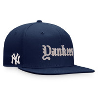 Adult Men's New York Yankees Baseball Gothic Script Fitted Hat - Navy
