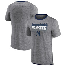 Adult Men's New York Yankees Baseball Iconic Team Element Speckled Ringer baseball T-shirt - Heathered Gray