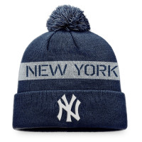 Adult Men's New York Yankees Baseball League Logo Cuffed Knit Hat with Pom - Navy/Gray