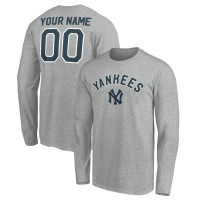 Customize Men's New York Yankees Baseball Cooperstown Collection Alternate Winning Streak Long Sleeve baseball T-shirt - Gray