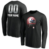 Customize Men's New York Yankees Baseball Midnight Mascot Long Sleeve baseball T-shirt - Black