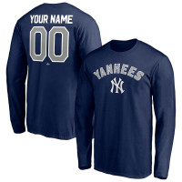 Customize Men's New York Yankees Baseball Winning Streak Name & Number Long Sleeve baseball T-shirt - Navy