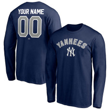 Customize Men's New York Yankees Baseball Winning Streak Name & Number Long Sleeve baseball T-shirt - Navy