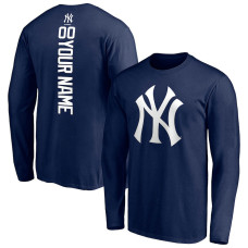 Customize Men's New York Yankees Baseball Playmaker Name & Number Long Sleeve baseball T-shirt - Navy