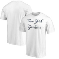 Adult Men's New York Yankees Baseball Script Wordmark baseball T-shirt - White