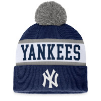 Adult Men's New York Yankees Baseball Secondary Cuffed Knit Hat with Pom - Navy/White