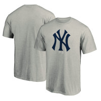 Adult Men's New York Yankees Baseball Team Official Logo baseball T-shirt - Heather Gray