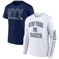Adult Men's New York Yankees Baseball Two-Pack Combo baseball T-shirt Set - Navy/White