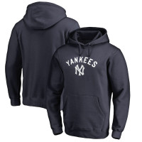 Adult Men's New York Yankees Baseball Vintage Cooperstown Collection Wahconah Fitted Pullover baseball Hoodie - Navy