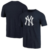 Adult Men's New York Yankees Baseball Weathered Official Logo Tri-Blend baseball T-shirt - Navy