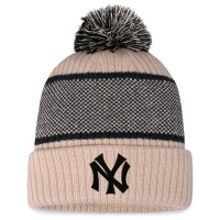 Women's New York Yankees Baseball Cuffed Knit Hat with Pom - Natural/Black Women's New York Yankees Baseball Cuffed Knit Hat with Pom - Natural/Black