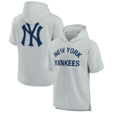 Adult Men's New York Yankees Super Soft Fleece Short Sleeve baseball Hoodie - Gray