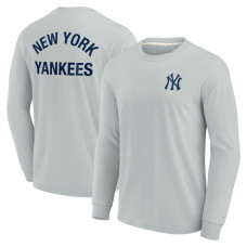 Adult Men's New York Yankees Super Soft Long Sleeve baseball T-shirt - Gray