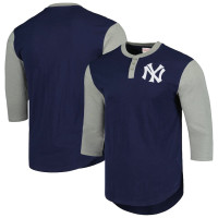 Adult Men's New York Yankees Mitchell & Ness Cooperstown Collection Legendary Slub Henley 3/4-Sleeve baseball T-shirt - Navy Adult Men's New York Yankees Mitchell & Ness Cooperstown Collection Legendary Slub Henley 3/4-Sleeve baseball T-shirt - Navy