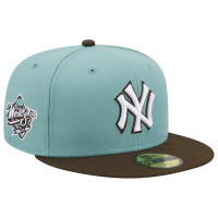 Adult Men's New York Yankees New Era 1999 World Series Beach Kiss 59FIFTY Fitted Hat - Light Blue/Brown