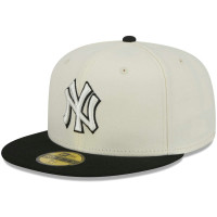 Adult Men's New York Yankees New Era Chrome 59FIFTY Fitted Hat - Stone/Black