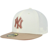 Adult Men's New York Yankees New Era Chrome Camel Rust Undervisor 59FIFTY Fitted Hat - Cream