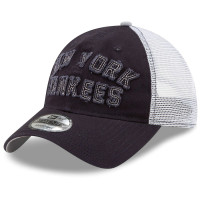 Adult Men's New York Yankees New Era Frayed Wordmark Trucker 9TWENTY Adjustable Hat - Navy Adult Men's New York Yankees New Era Frayed Wordmark Trucker 9TWENTY Adjustable Hat - Navy