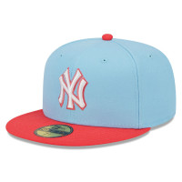 Adult Men's New York Yankees New Era Spring Color Two-Tone 59FIFTY Fitted Hat - Light Blue/Red