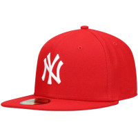 Adult Men's New York Yankees New Era White Logo 59FIFTY Fitted Hat - Red Adult Men's New York Yankees New Era White Logo 59FIFTY Fitted Hat - Red
