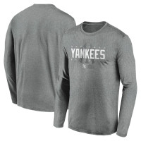 Adult Men's New York Yankees Authentic Collection Team Logo Legend Performance Long Sleeve baseball T-shirt - Heather Gray