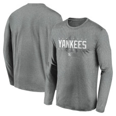 Adult Men's New York Yankees Authentic Collection Team Logo Legend Performance Long Sleeve baseball T-shirt - Heather Gray
