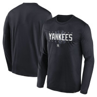 Adult Men's New York Yankees Authentic Collection Team Logo Legend Performance Long Sleeve baseball T-shirt - Navy
