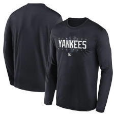 Adult Men's New York Yankees Authentic Collection Team Logo Legend Performance Long Sleeve baseball T-shirt - Navy