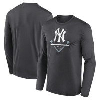 Adult Men's New York Yankees Icon Legend Performance Long Sleeve baseball T-shirt - Anthracite