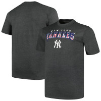 Adult Men's New York Yankees Profile Big & Tall American baseball T-shirt - Heather Charcoal