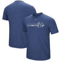 Adult Men's New York Yankees Under Armour Stripe Logo Tri-Blend baseball T-shirt - Heathered Navy