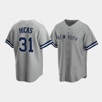 Mens New York Yankees Aaron Hicks Replica Road Gray Jersey