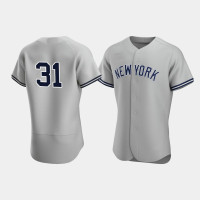 Mens New York Yankees #31 Aaron Hicks Gray Authentic 2020 Road Jersey