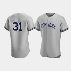 Mens New York Yankees #31 Aaron Hicks Gray Authentic 2020 Road Jersey