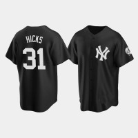 Mens New York Yankees #31 Aaron Hicks Black 2020 Replica Fashion Jersey