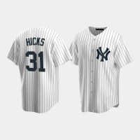 Mens New York Yankees #31 Aaron Hicks White Replica Home Jersey Mens New York Yankees #31 Aaron Hicks White Replica Home Jersey