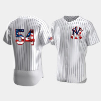 Mens New York Yankees #54 Aroldis Chapman White 4th of July 2020 Stars & Stripes Jersey