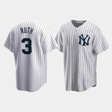 Mens New York Yankees #3 Babe Ruth Cooperstown Collection Home White Jersey